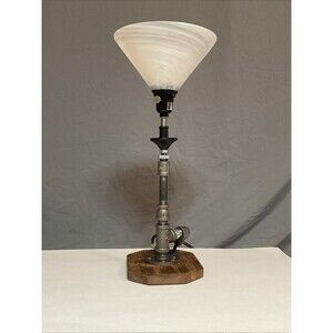 Handmade Industrial Lamp Design By ABCD CUSTOMS, 20” W/ Glass Shade. Unique .